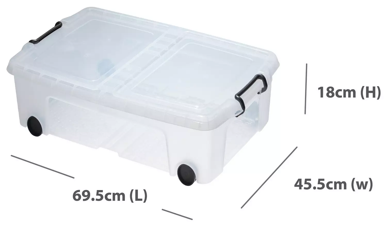 Strata 2 X 35L Wheeled Underbed Storage Boxes - Clear