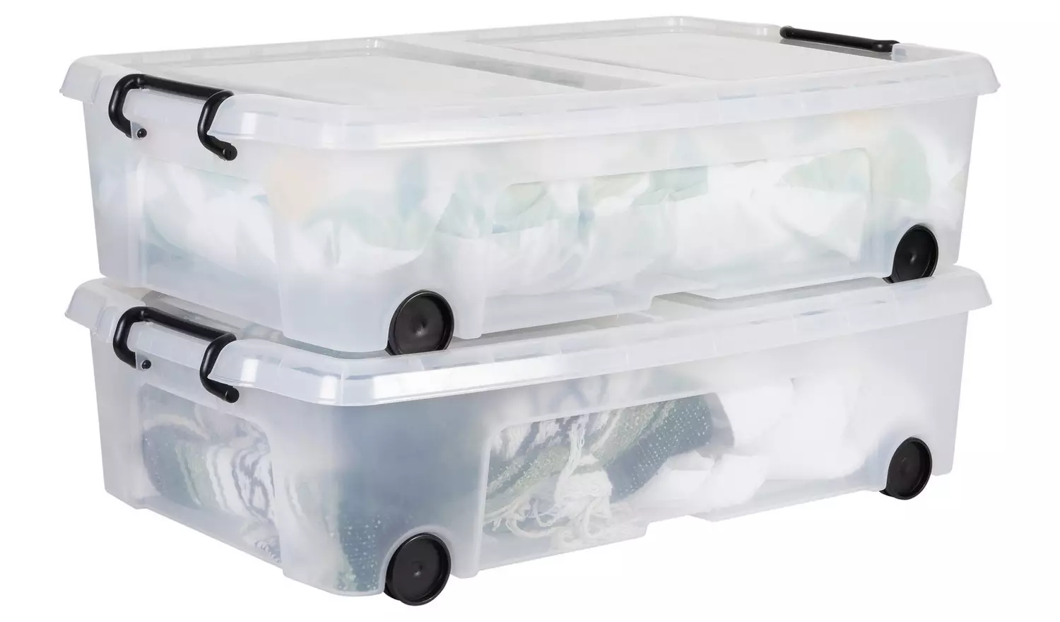 Strata 2 X 35L Wheeled Underbed Storage Boxes - Clear