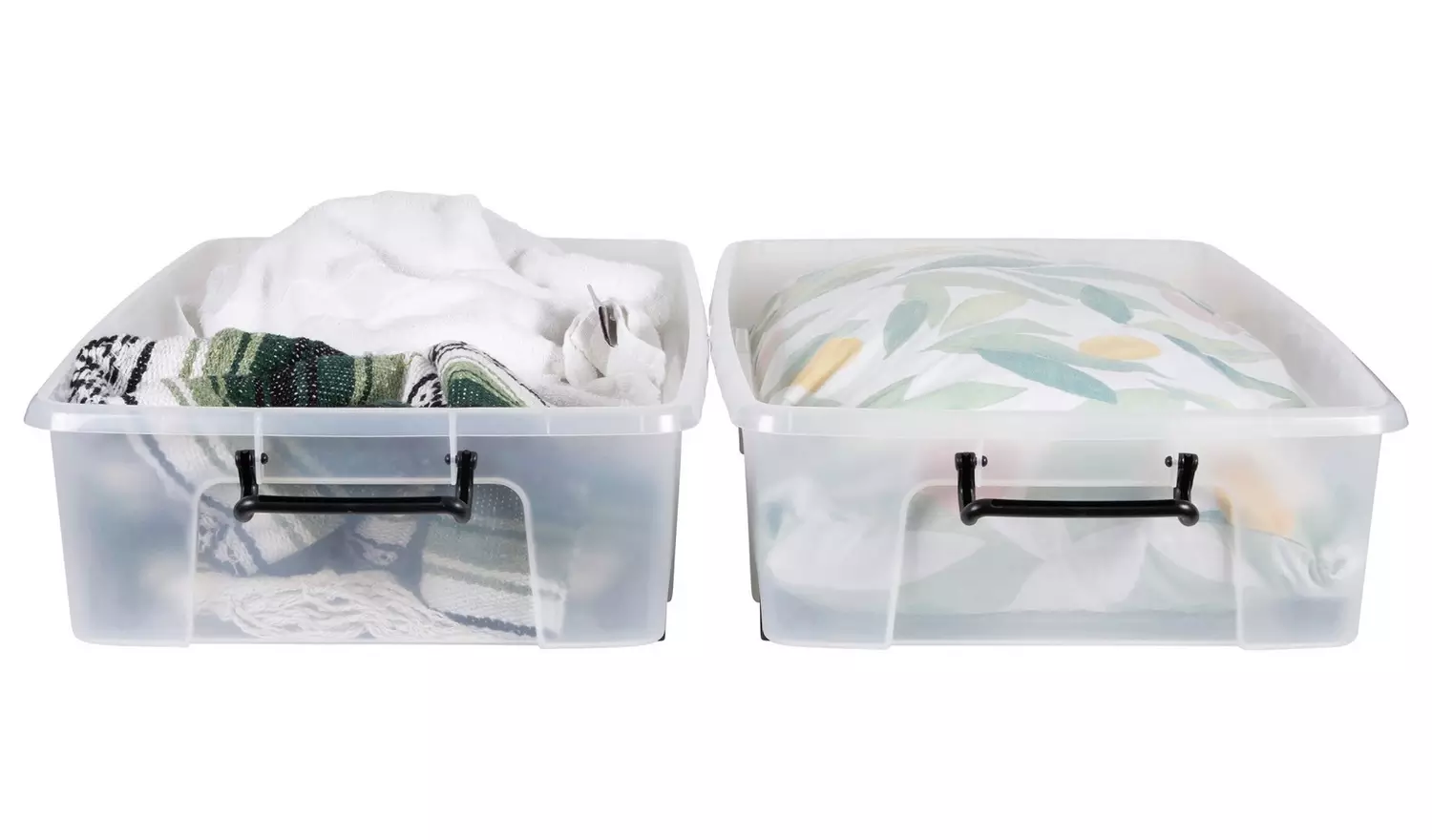 Strata 2 X 35L Wheeled Underbed Storage Boxes - Clear