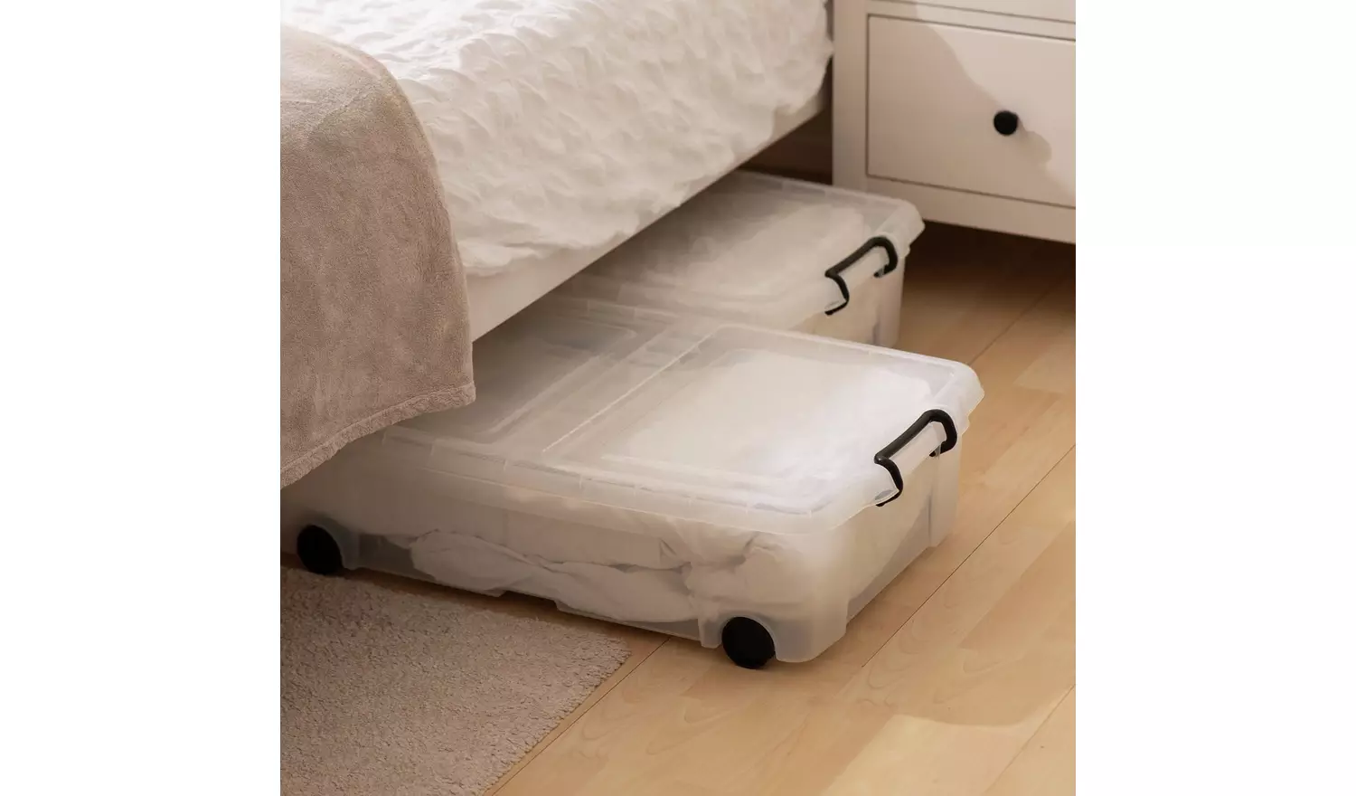 Strata 2 X 35L Wheeled Underbed Storage Boxes - Clear