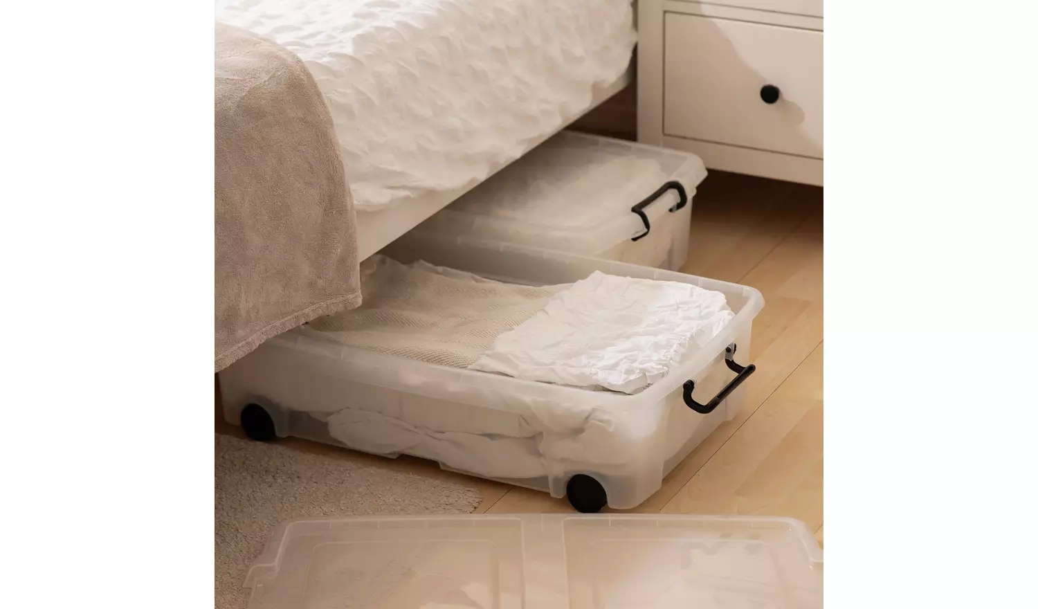 Strata 2 X 35L Wheeled Underbed Storage Boxes - Clear
