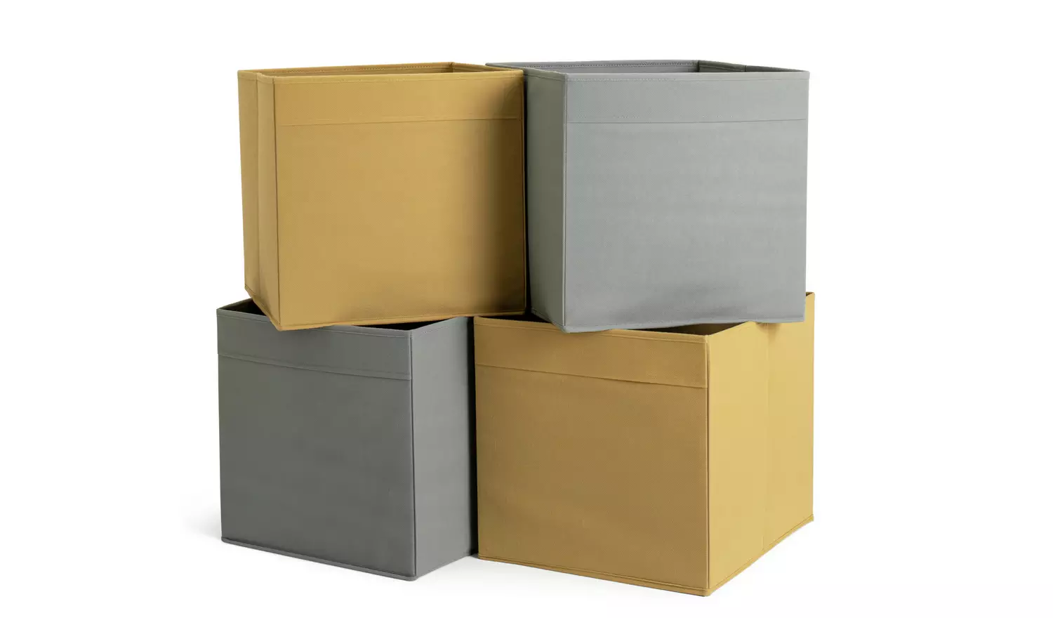 Argos Home Set of 4 Square Plus Boxes - Grey & Yellow