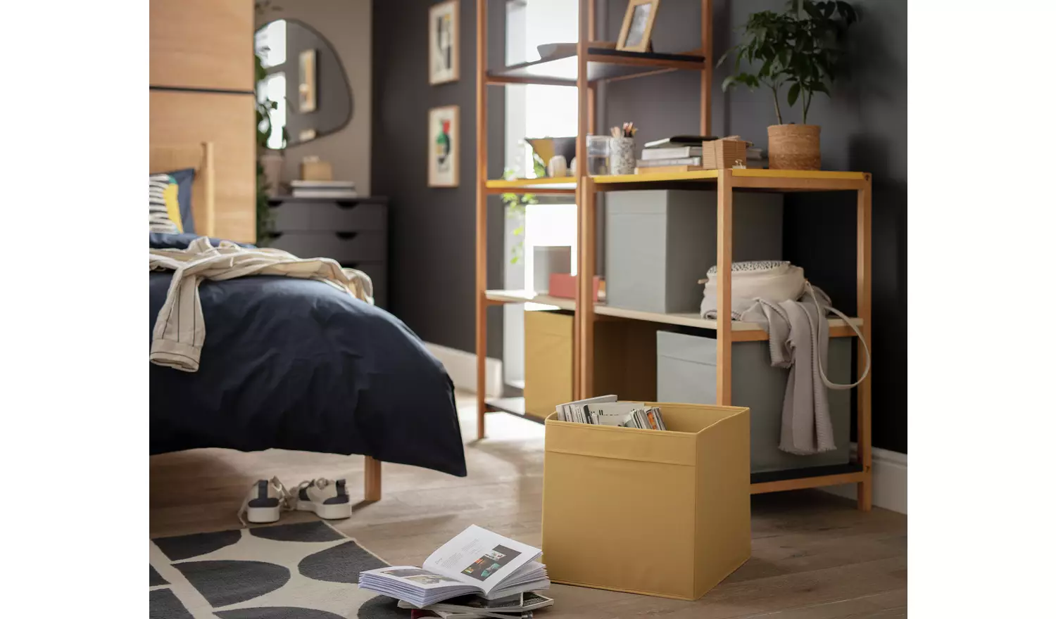 Argos Home Set of 4 Square Plus Boxes - Grey & Yellow