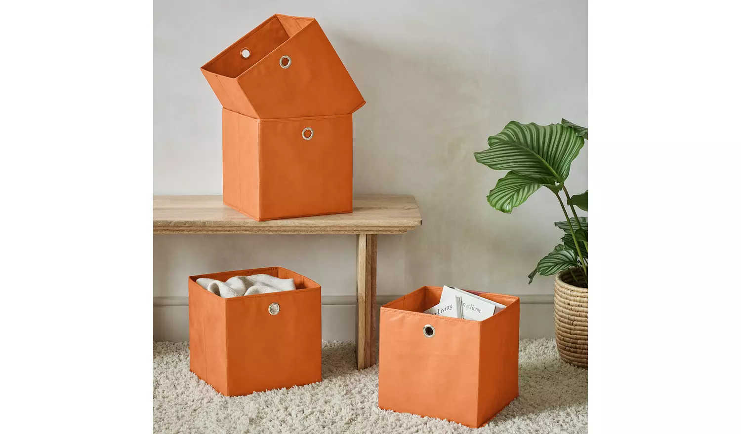 Argos Home Set of 4 Squares Boxes - Orange