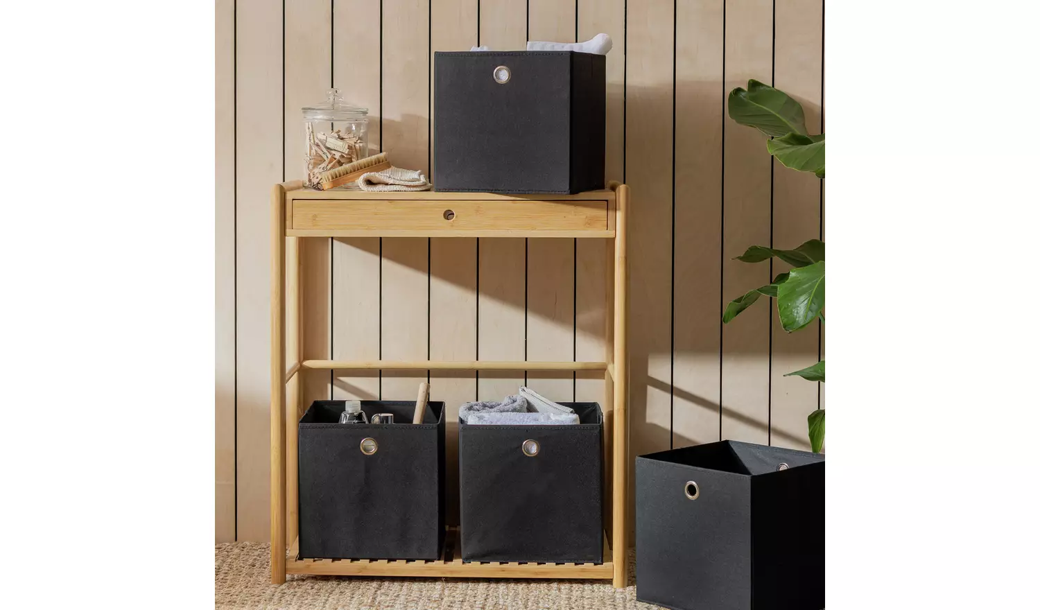 Argos Home Set of 4 Squares Boxes - Black