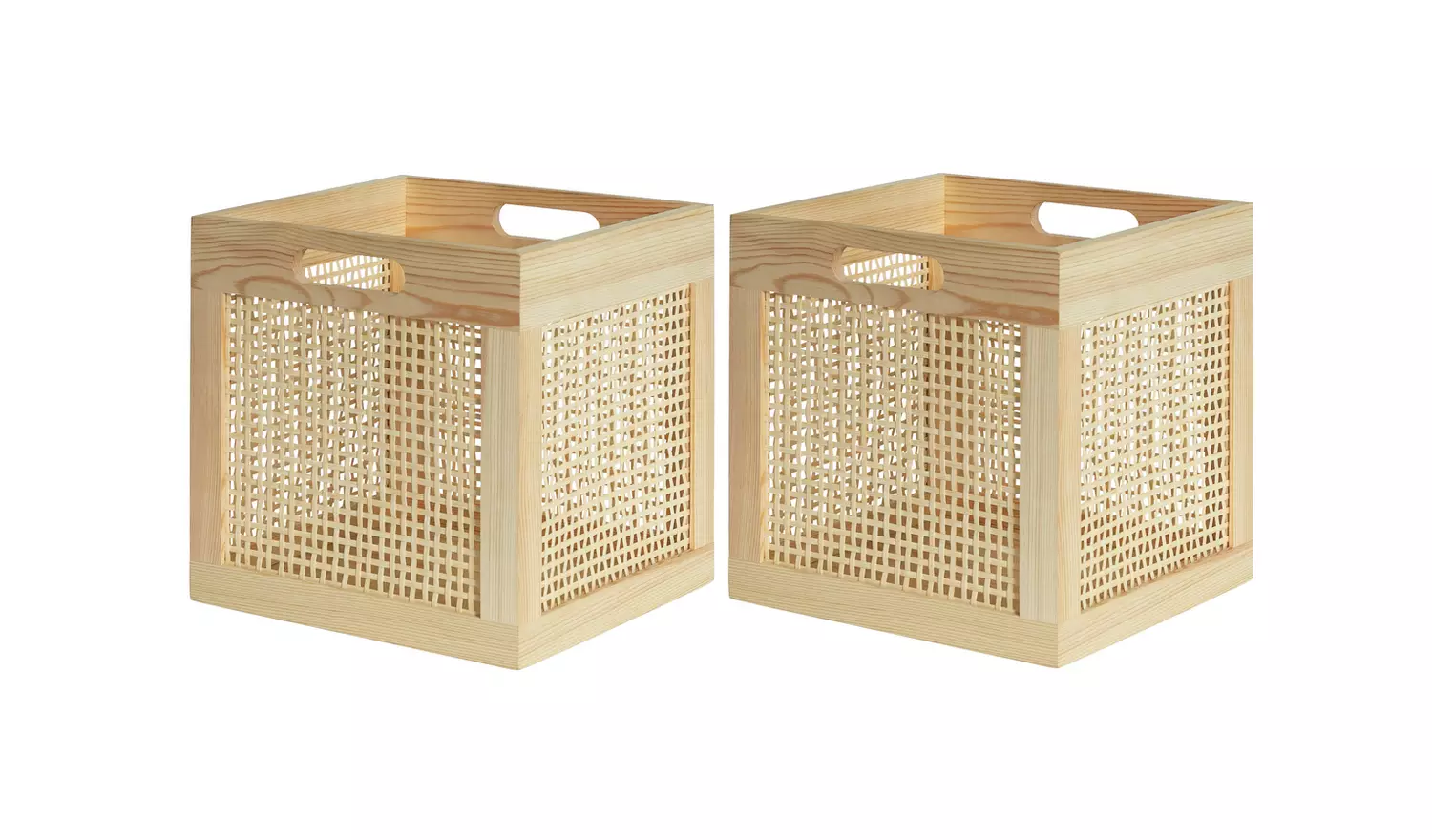 Habitat Set of 2 Rattan Square Boxes - Natural
