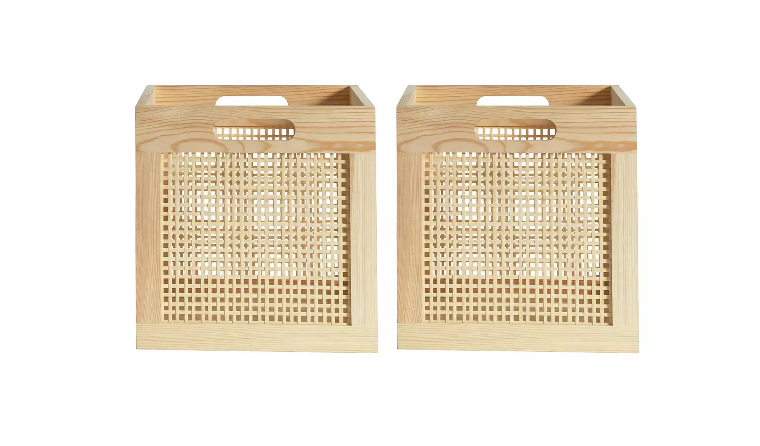 Habitat Set of 2 Rattan Square Boxes - Natural