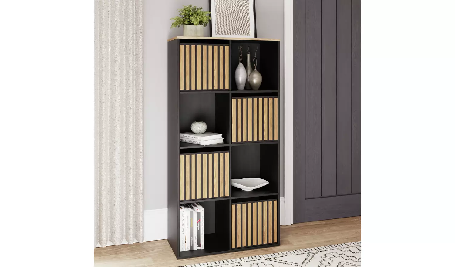 GFW Kube 8 Cube Storage Unit - Black & Oak