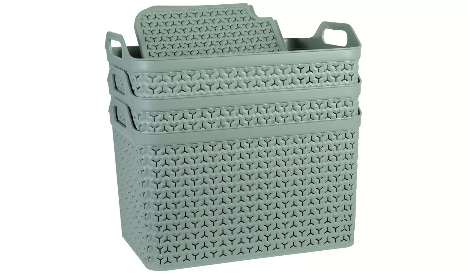 Strata Urban 3 x 42L XL Plastic Storage Baskets with Lid