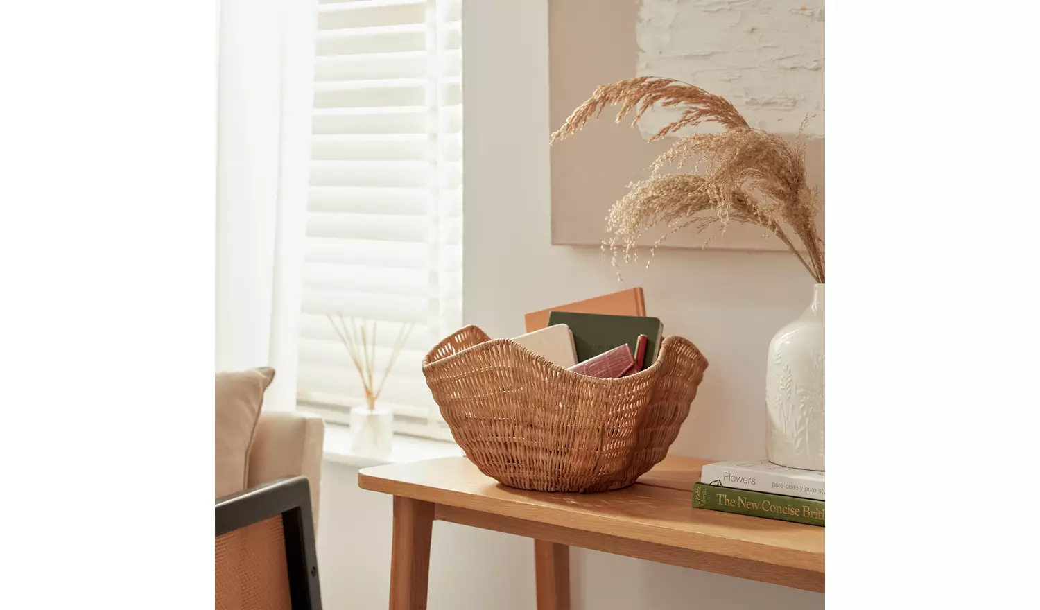 Habitat Rattan Wave Storage Basket - Natural