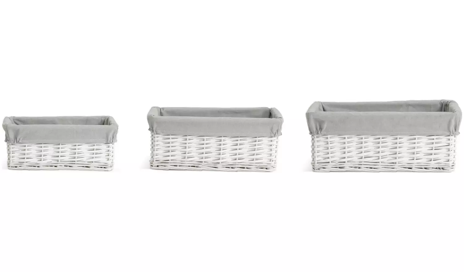 Habitat Pack of 3 Wicker Storage Basket - White