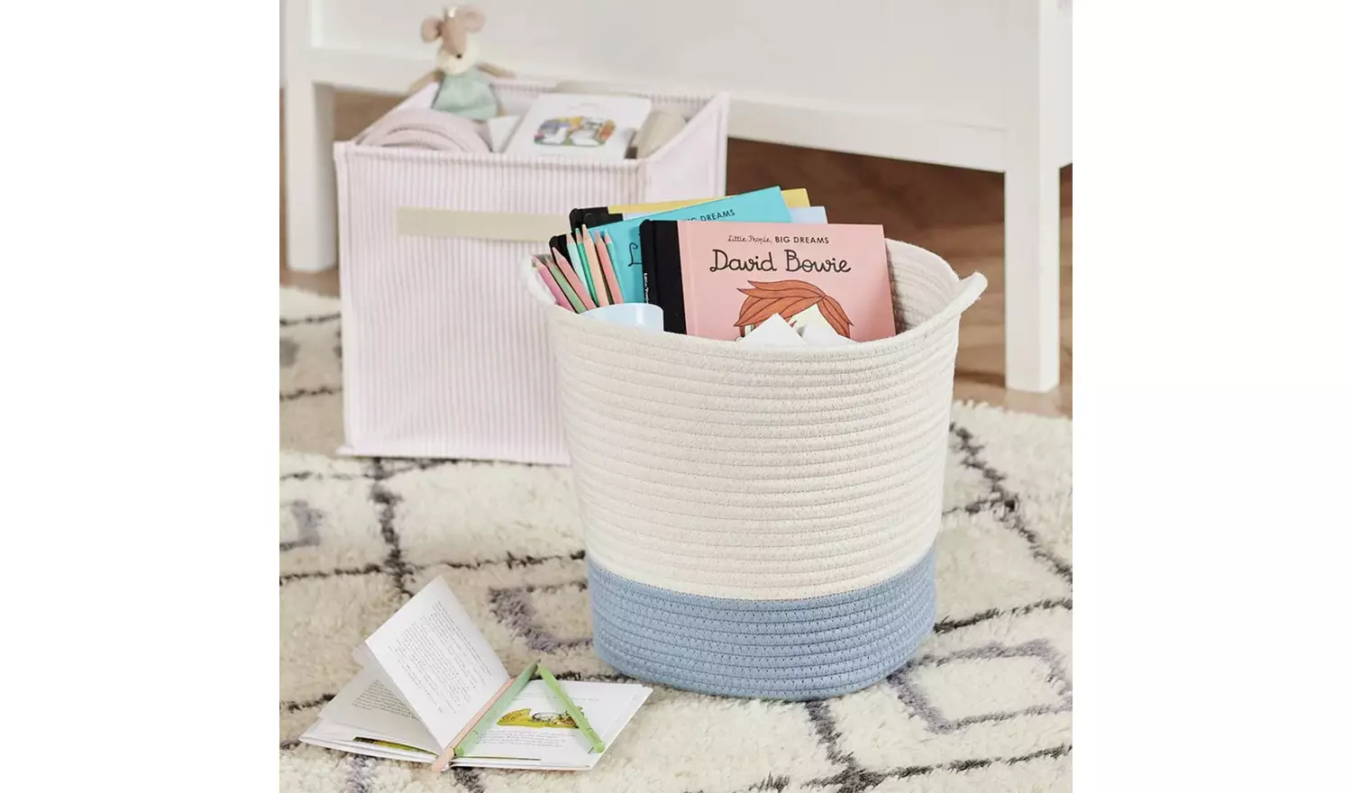Great Little Trading Company Rope Storage Basket - Blue