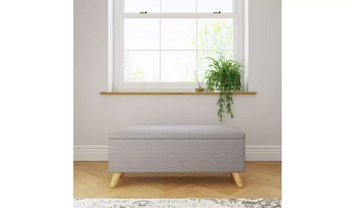 GFW Secreto Fabric Ottoman - Light Grey