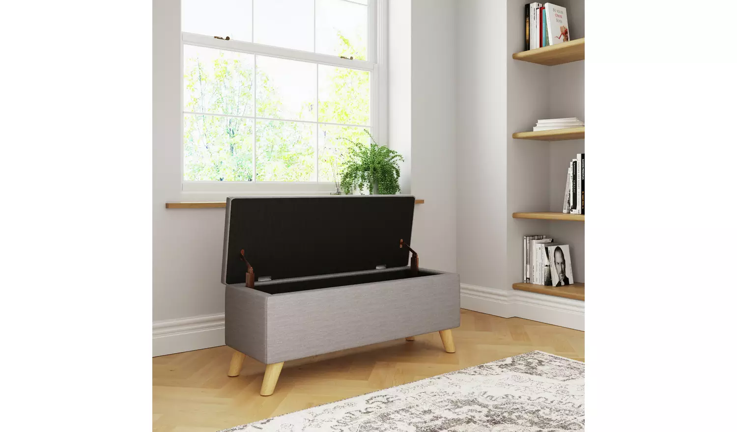 GFW Secreto Fabric Ottoman - Light Grey