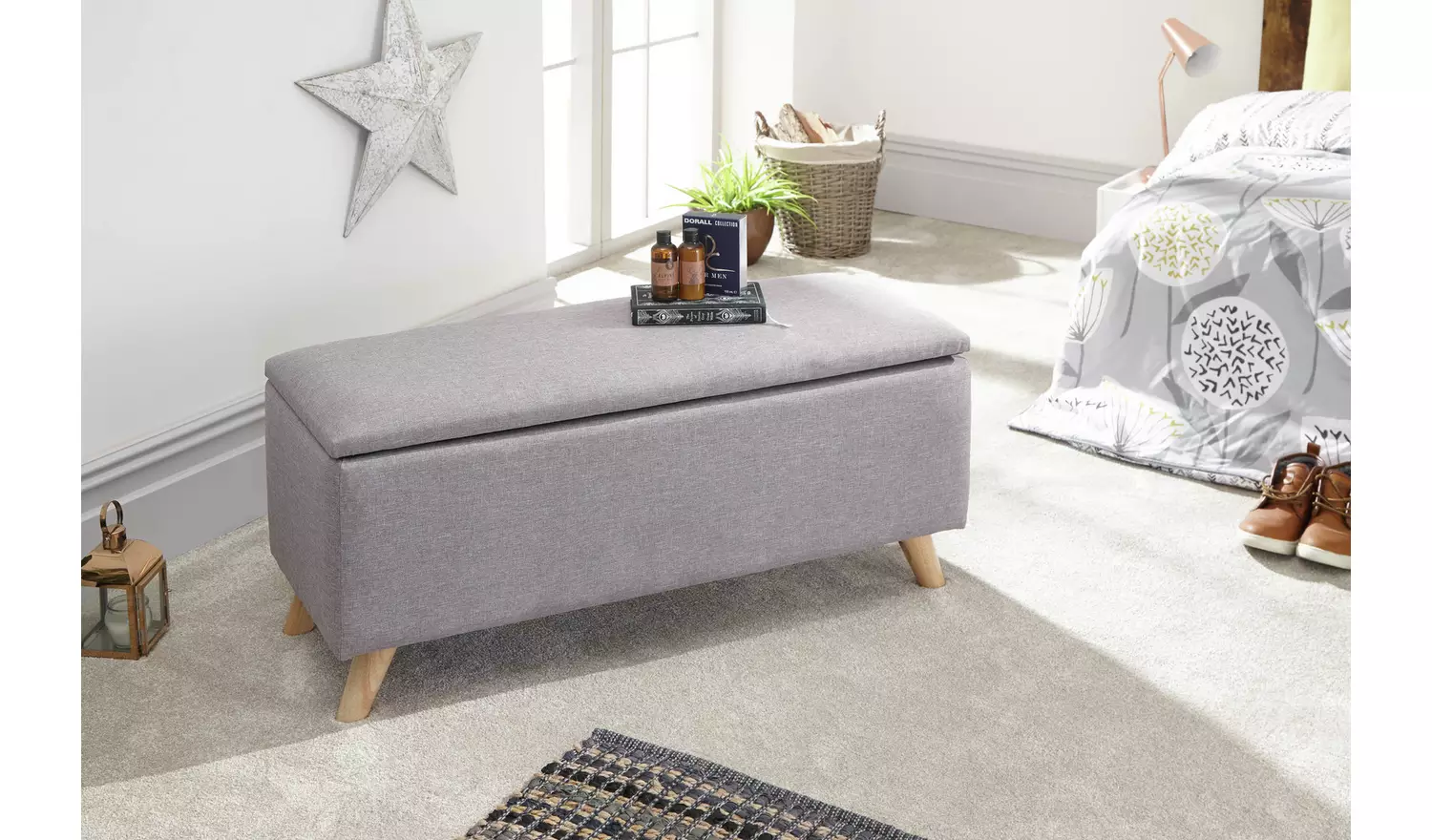 GFW Secreto Fabric Ottoman - Light Grey