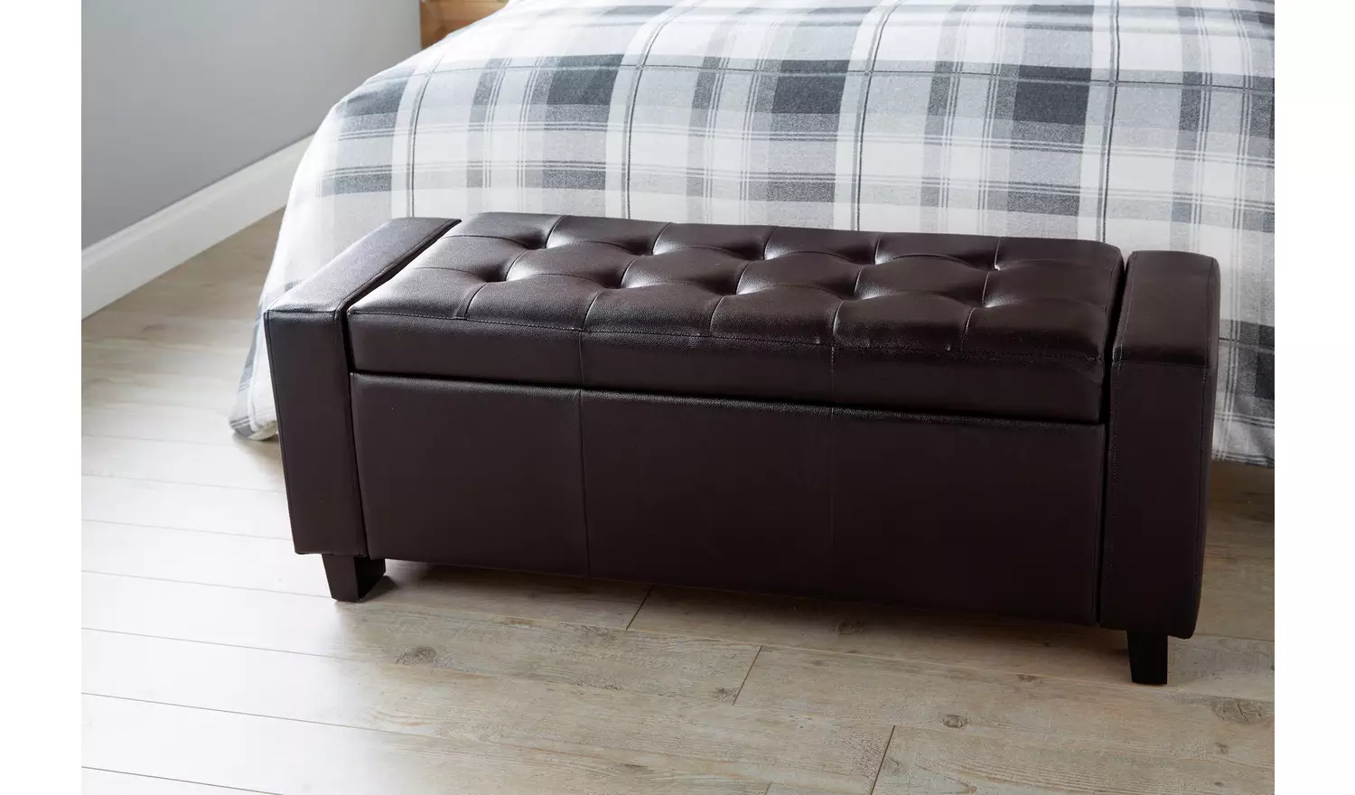 GFW Verona Faux Leather Ottoman Bench - Brown