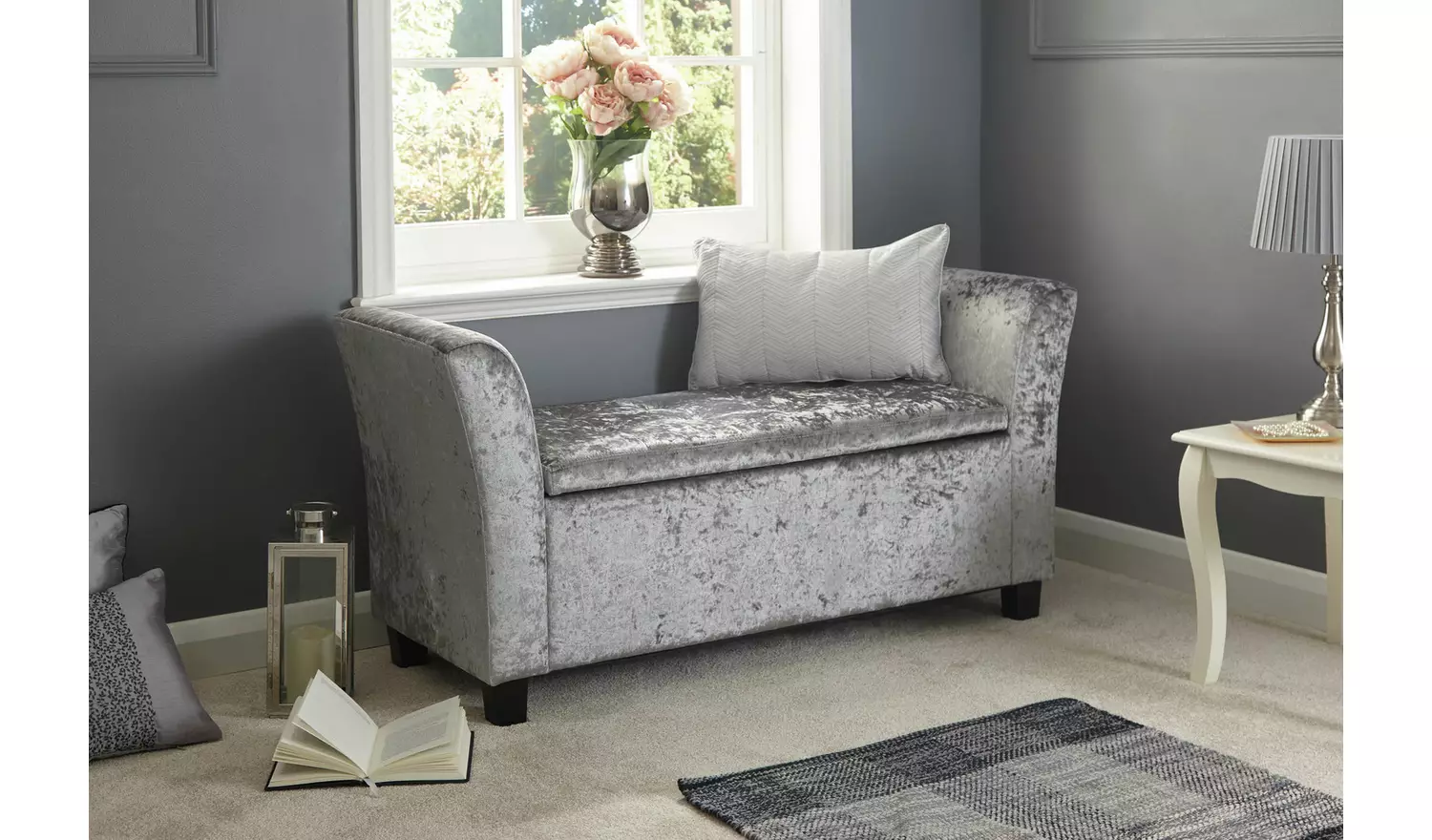 GFW Verona Window Velvet Seat - Grey
