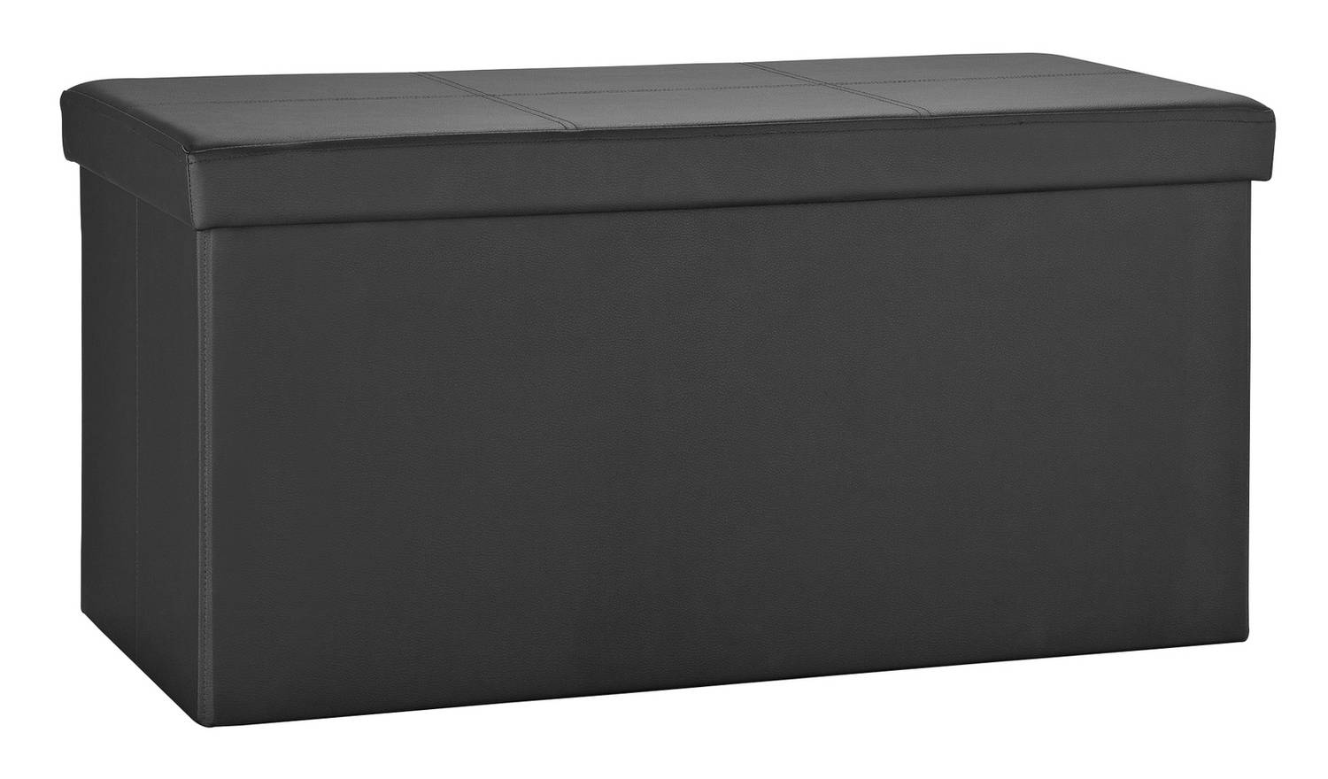 Argos Home Large Faux Leather Stitched Ottoman - Black