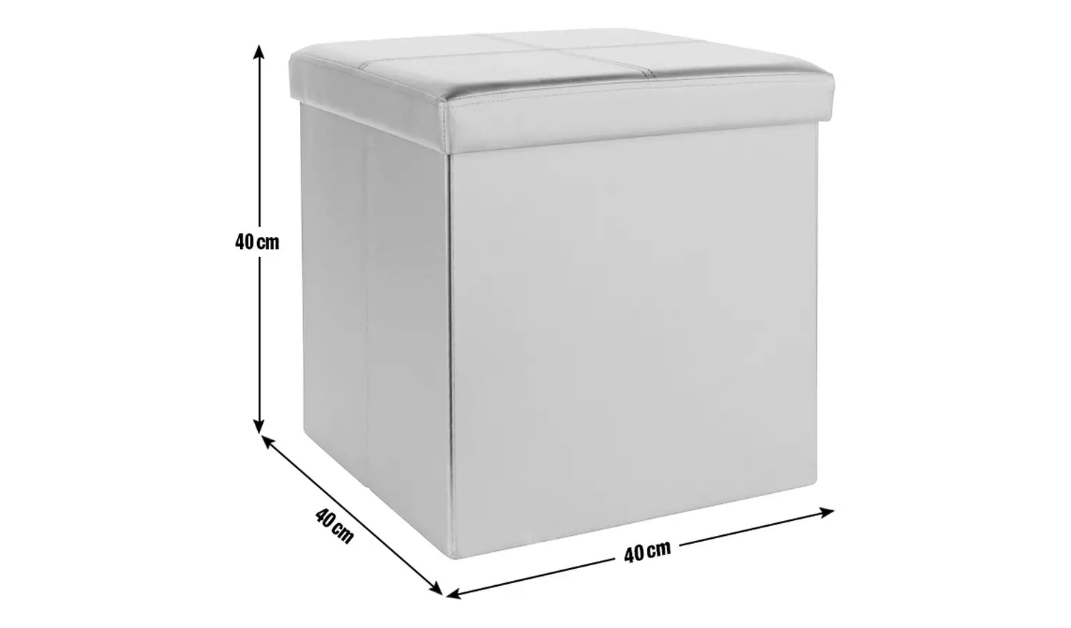 Argos Home Small Faux Leather Stitched Ottoman - Black