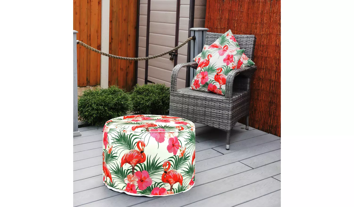 Streetwize Flamingo and Palm Tree Pattern Ottoman