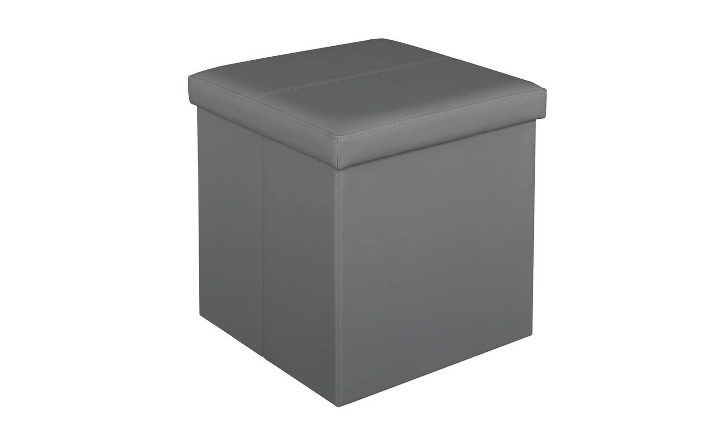 Argos Home Small Faux Leather Stitched Ottoman - Grey