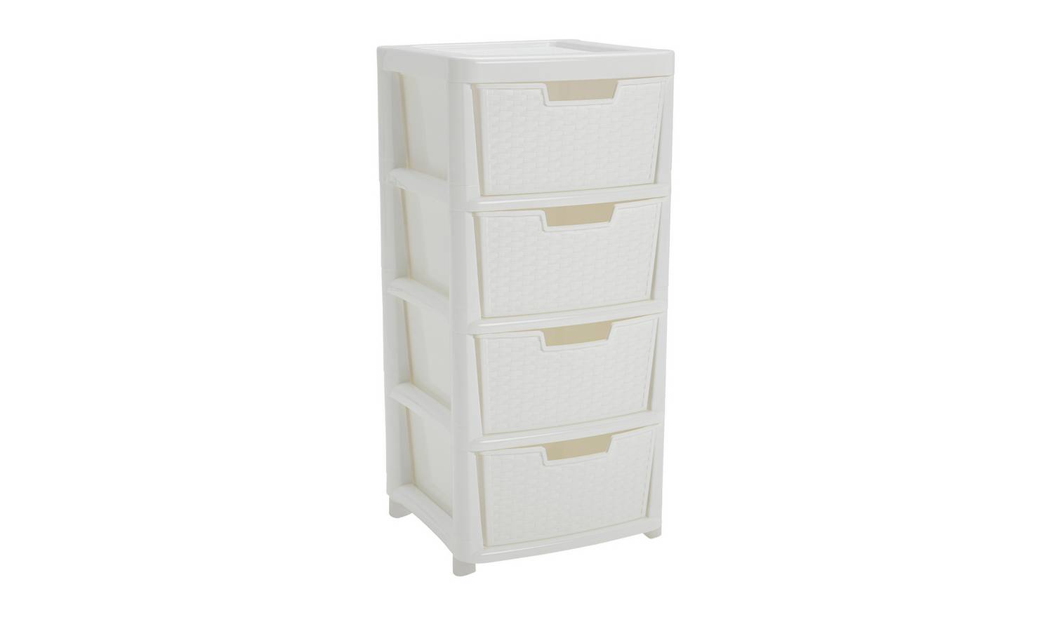 Argos Home Rattan 4 Drawer Large Storage Tower - White