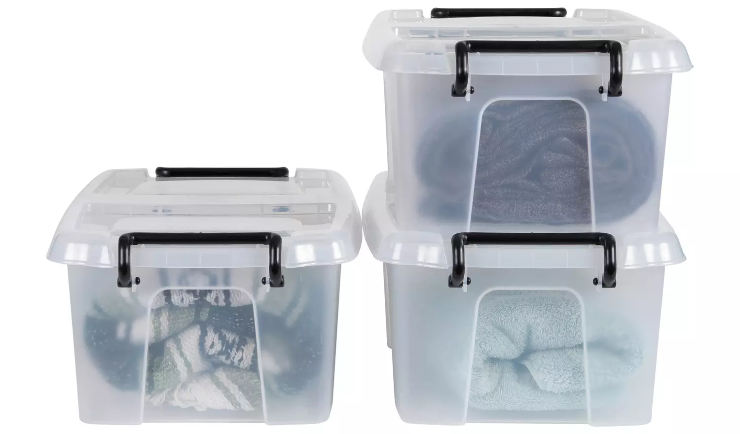 Strata Smart 3 x 12L Plastic Storage Boxes with Lid - Clear