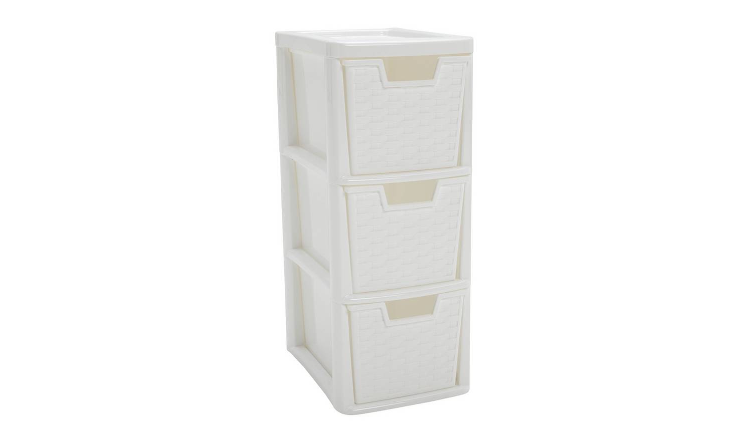 Argos Home Rattan 3 Drawer Storage Tower - White