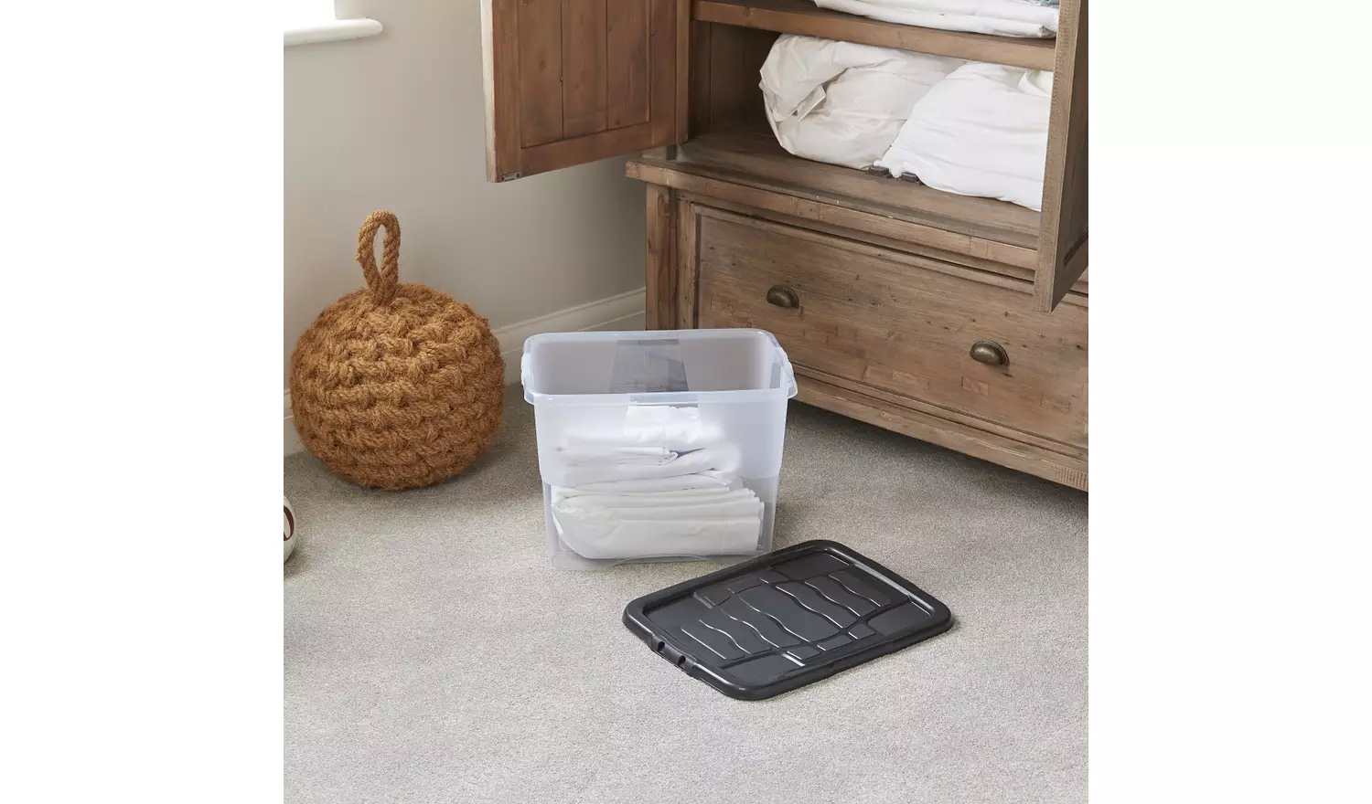 Strata Curve 3 x 24L Plastic Storage Boxes with Lid - Clear