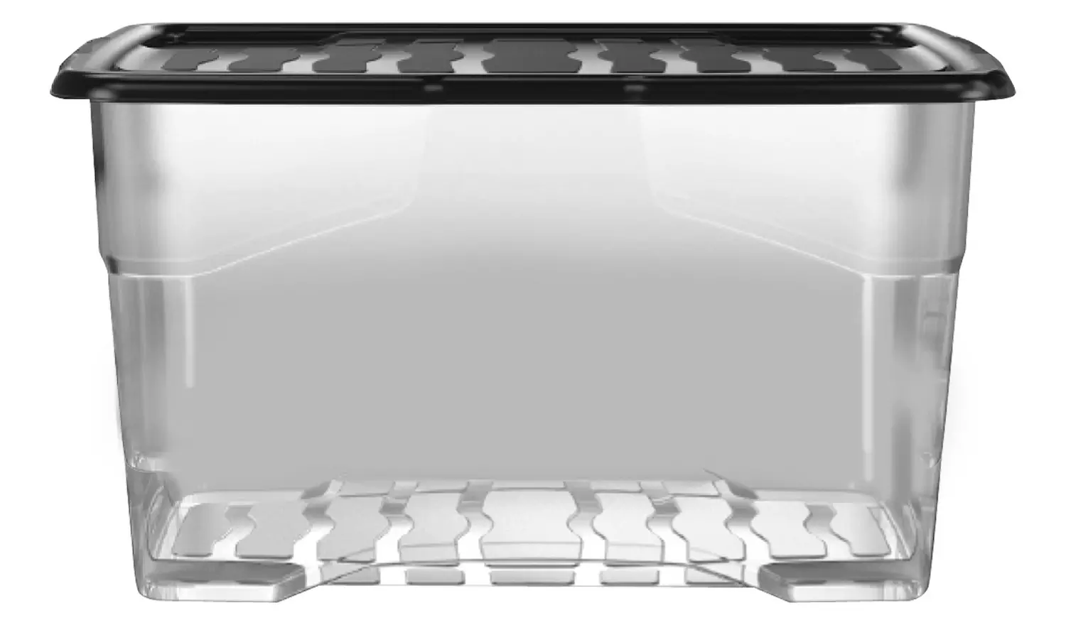 Strata Curve 3 x 80L Plastic Storage Boxes with Lid - Clear