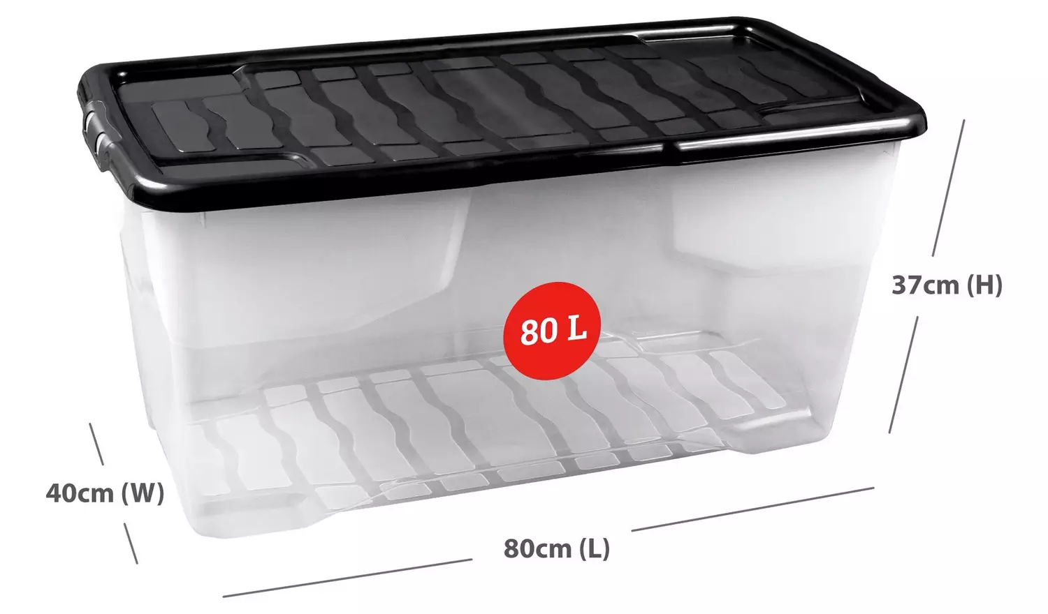 Strata Curve 3 x 80L Plastic Storage Boxes with Lid - Clear