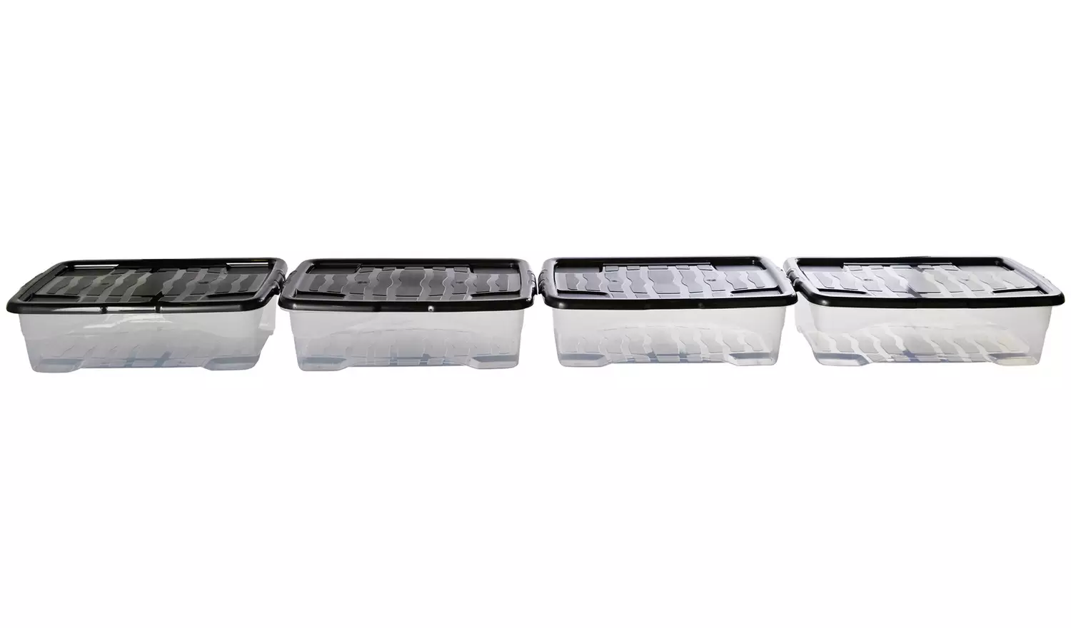 Strata Curve 4 x 30L Plastic Storage Boxes with Lid - Clear
