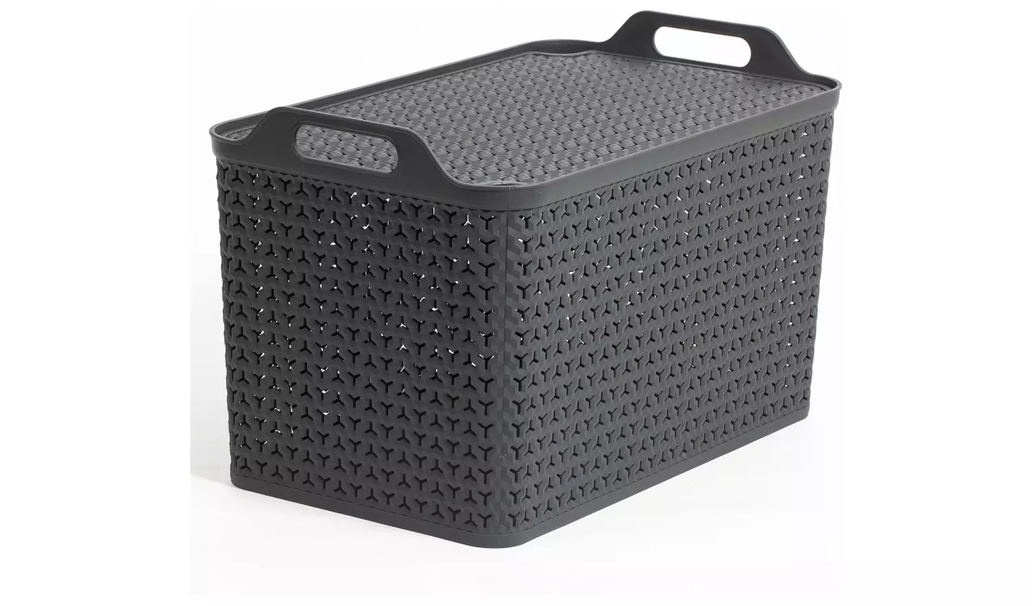 Strata Urban 3 x 35L Plastic Storage Baskets with Lid - Grey