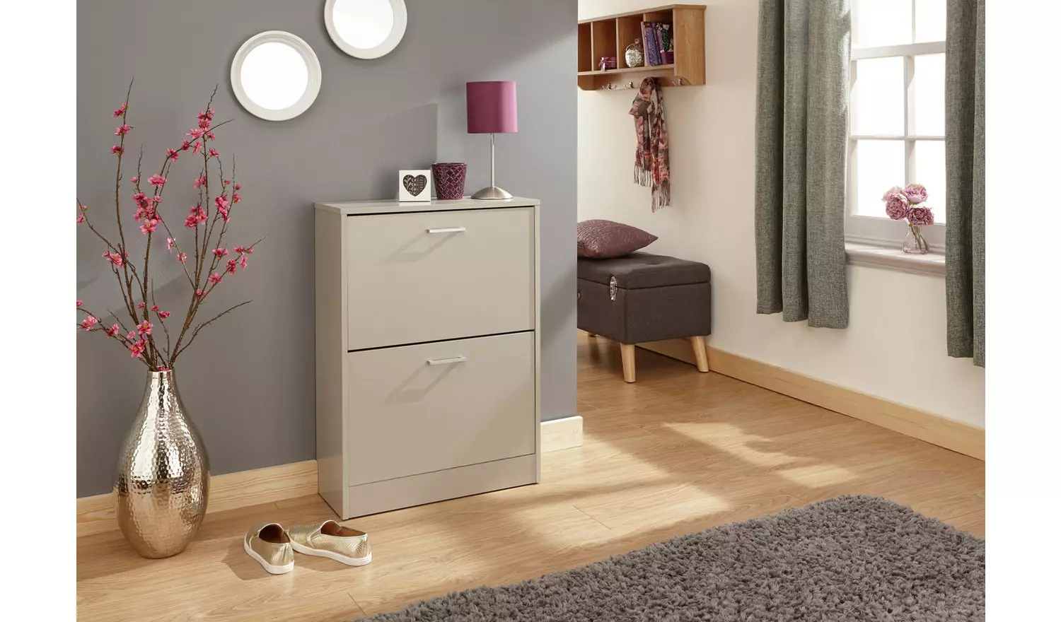 GFW Stirling Shoe Storage Cabinet - Grey