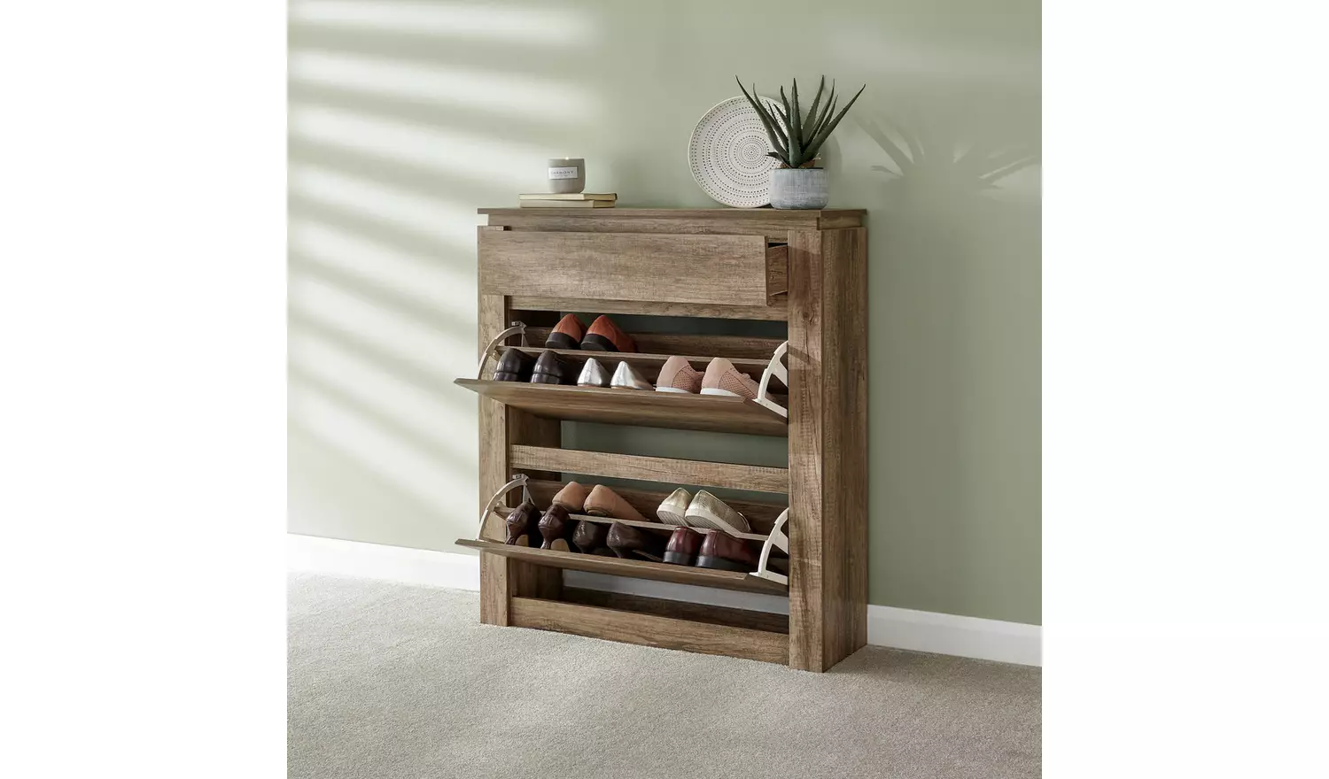 GFW Canyon Shoe Storage Cabinet - Oak