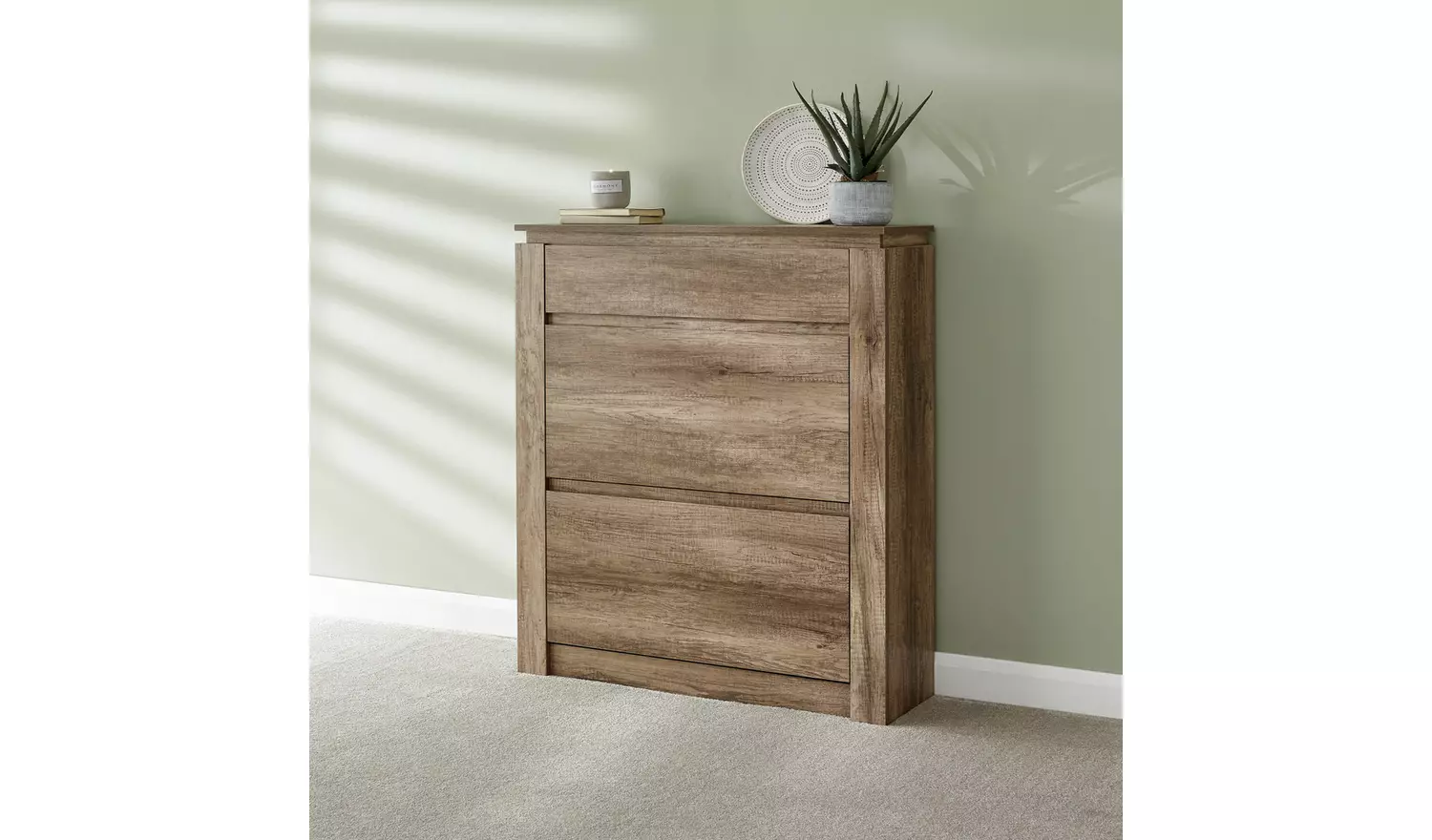 GFW Canyon Shoe Storage Cabinet - Oak