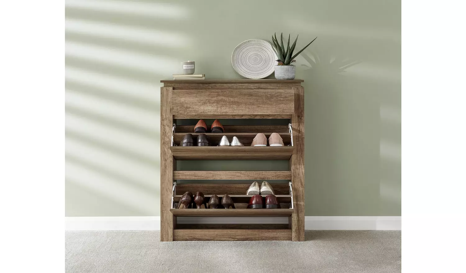 GFW Canyon Shoe Storage Cabinet - Oak