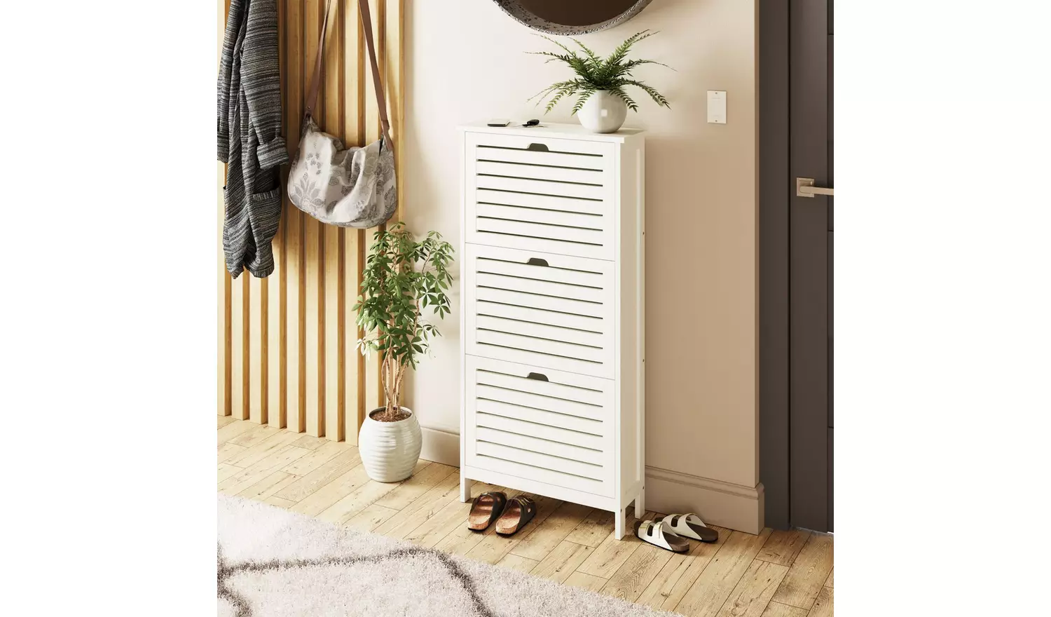 GFW Bergen Shoe Storage Cabinet - White