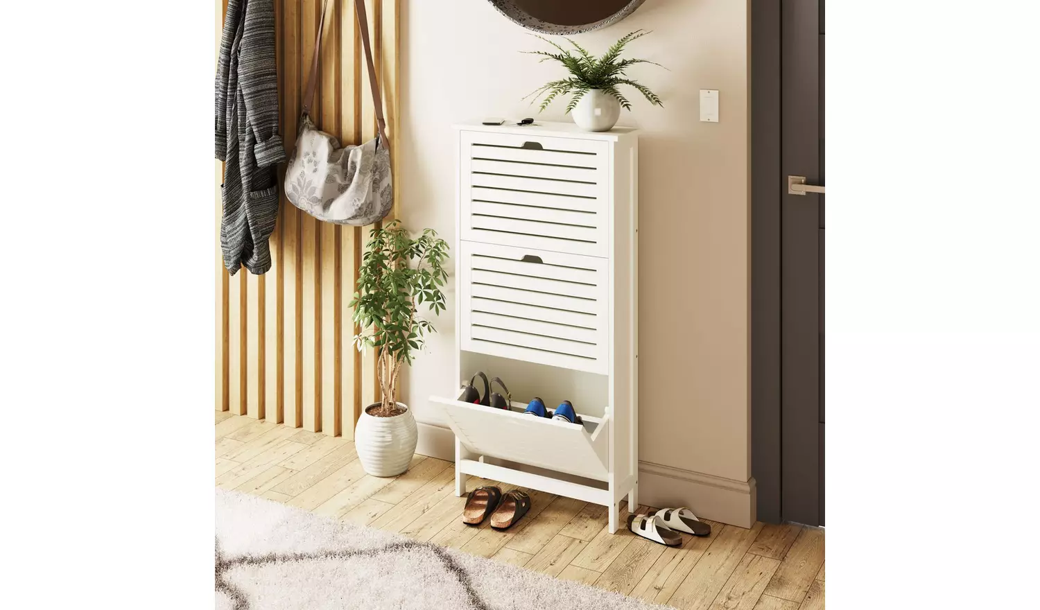 GFW Bergen Shoe Storage Cabinet - White