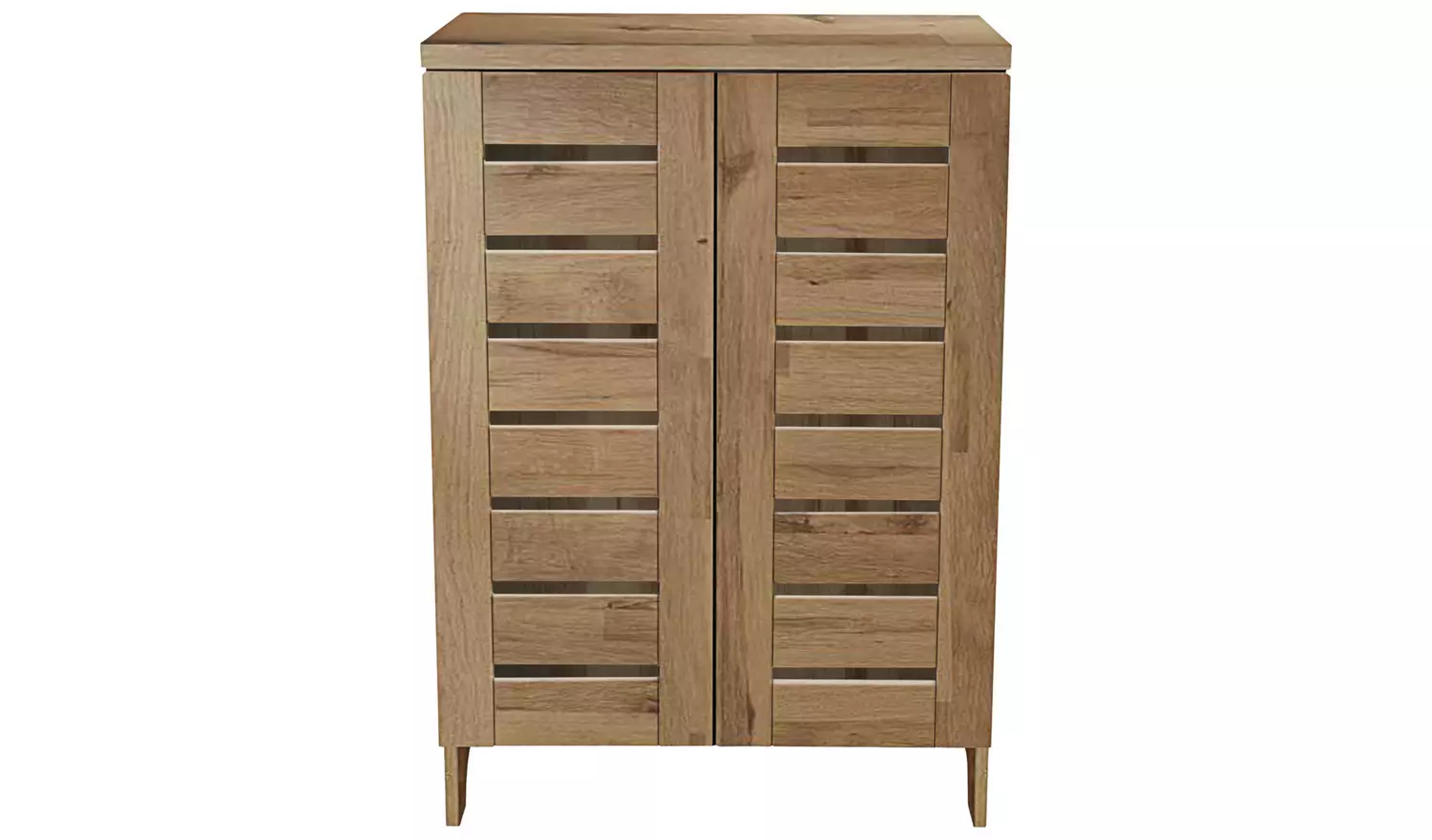 Argos Home Slatted 2 Door Shoe Storage Cabinet - Oak