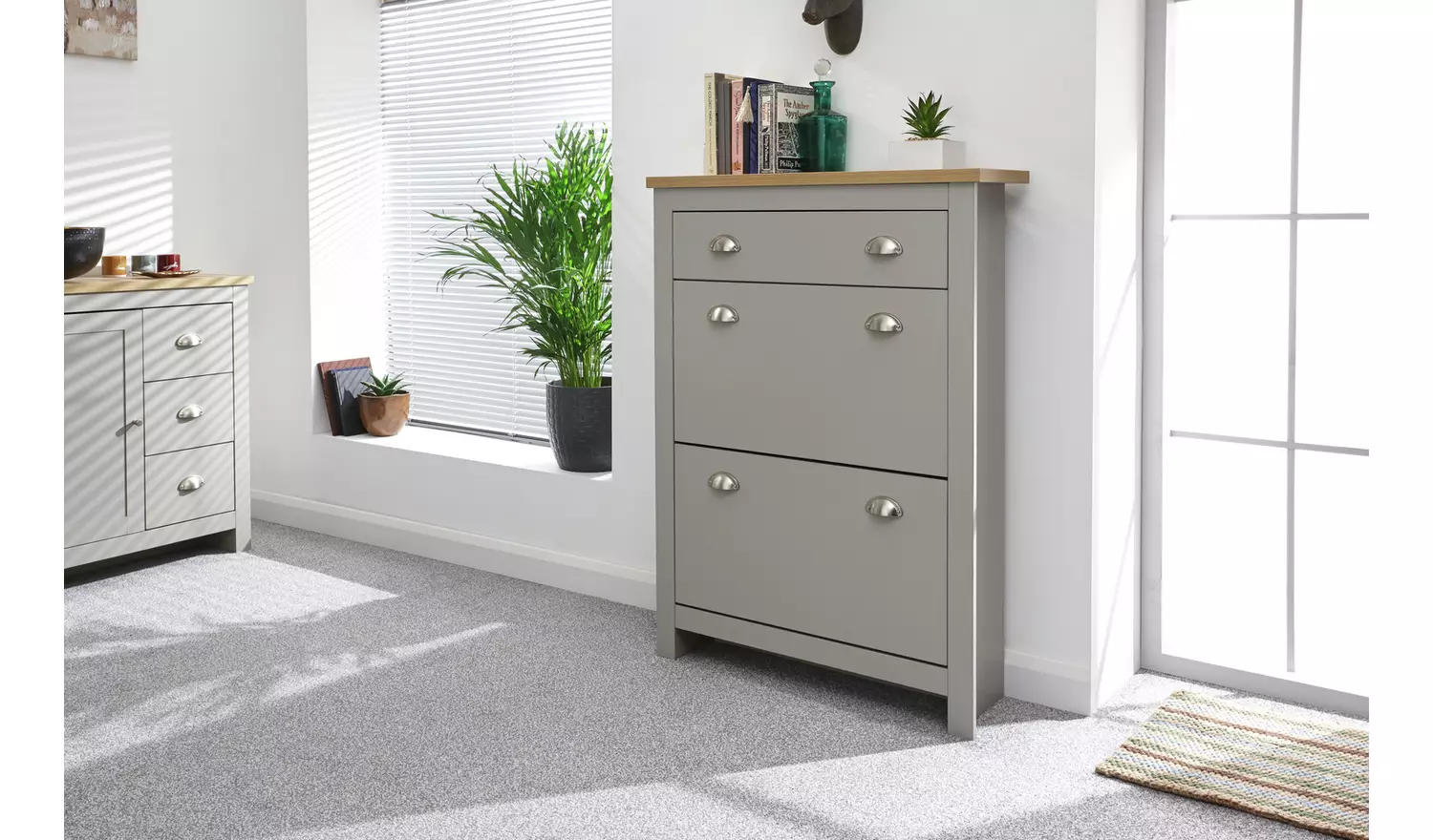 GFW Lancaster Shoe Storage Cabinet - Grey