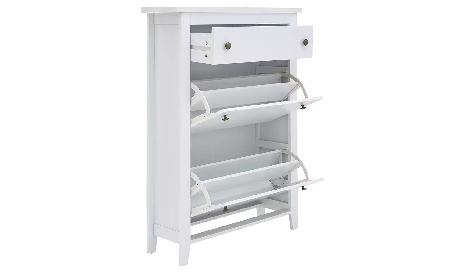 Deluxe Two Tier Shoe Cabinet - White