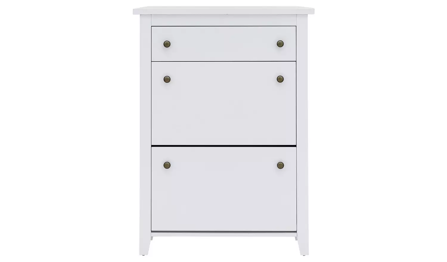 Deluxe Two Tier Shoe Cabinet - White