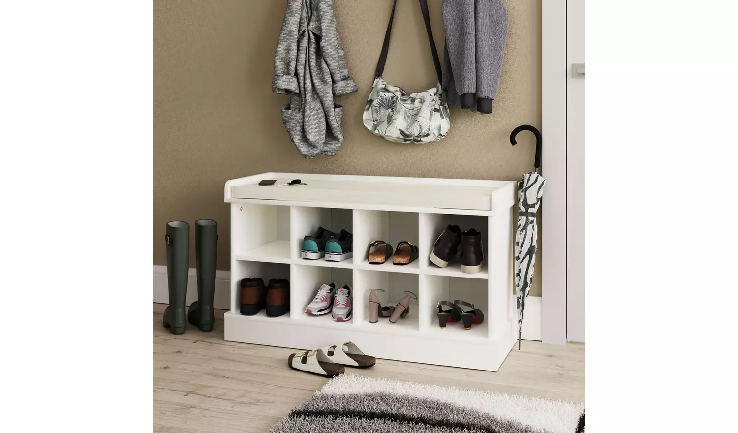 Kempton Shoe Bench - White.