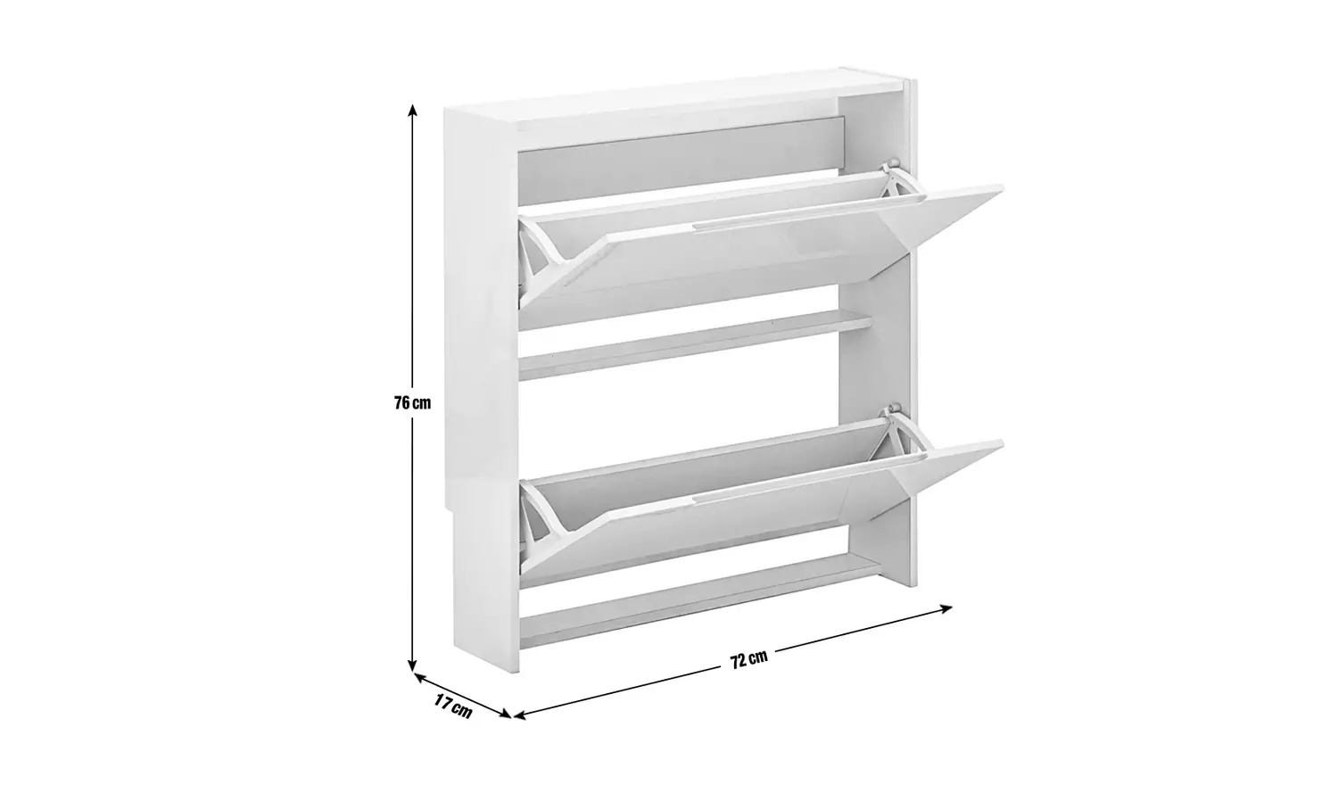GFW 2 Tier Narrow Gloss Shoe Cabinet - White