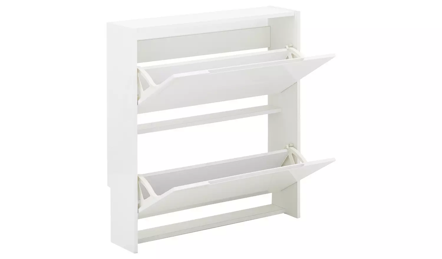 GFW 2 Tier Narrow Gloss Shoe Cabinet - White