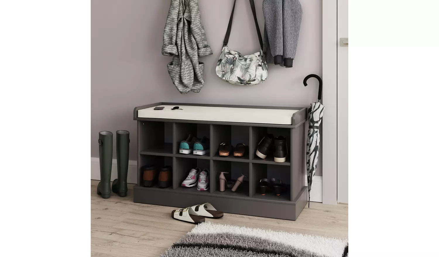Kempton Shoe Bench - Grey