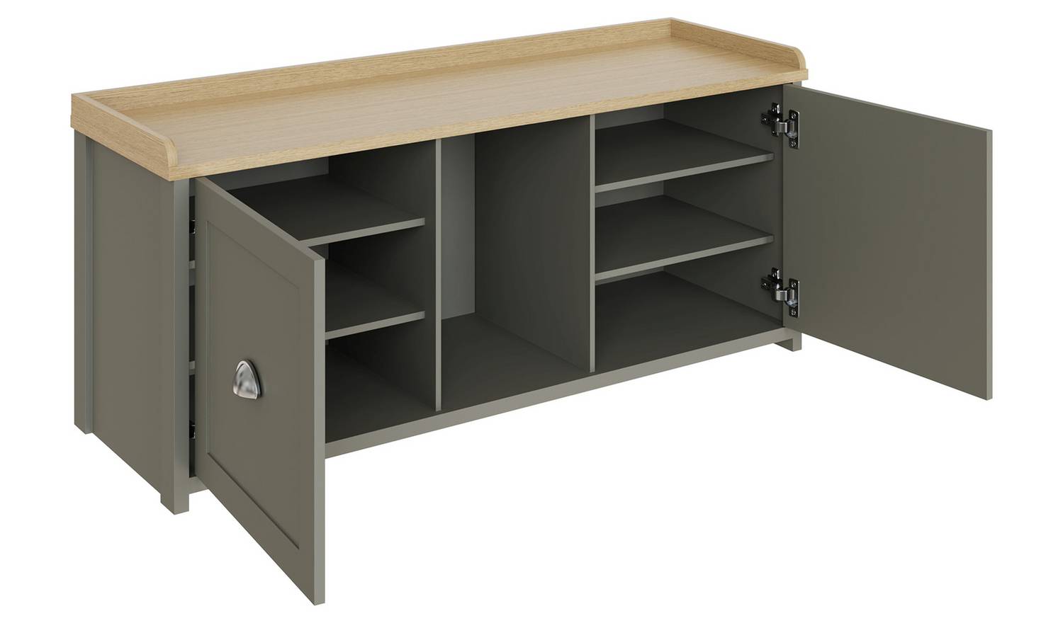 GFW Lancaster 2 Door Shoe Storage Bench - Grey