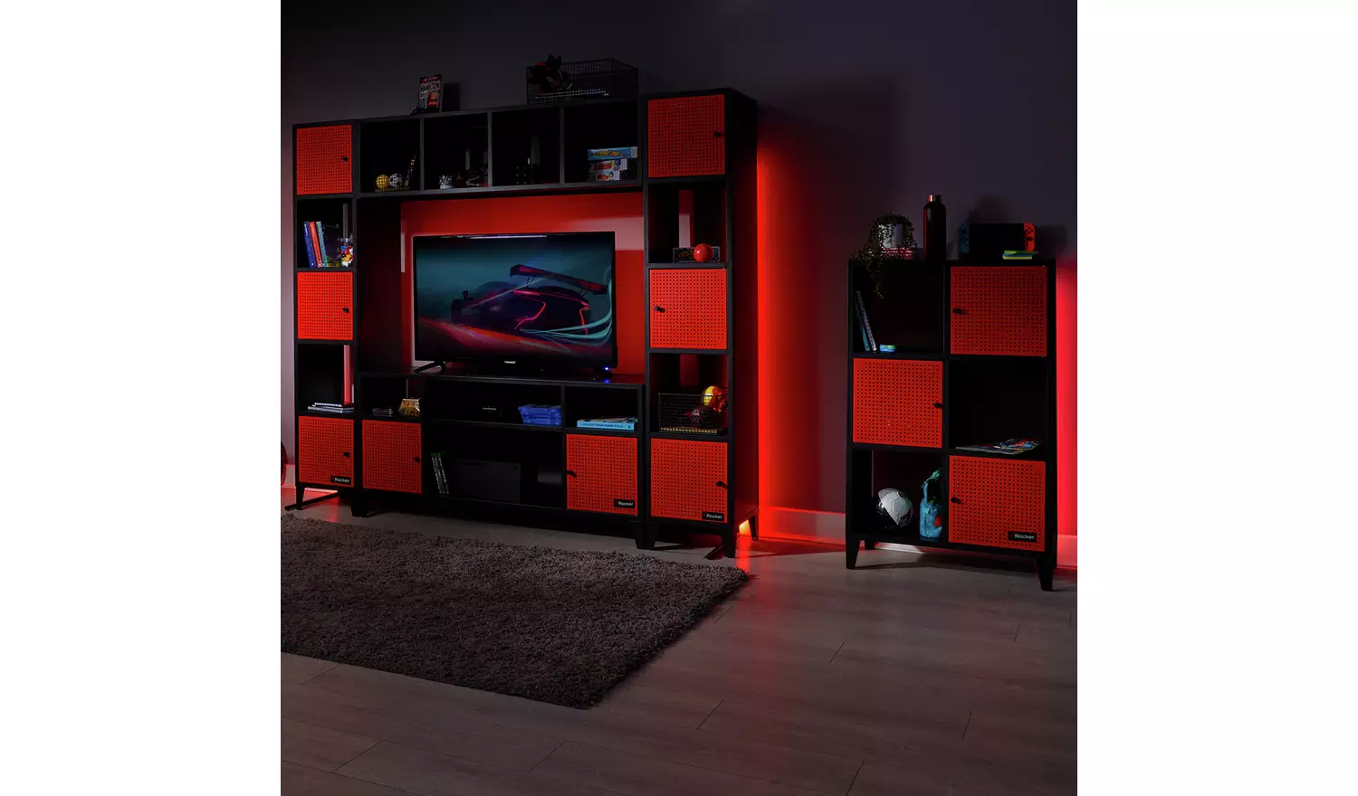 X Rocker Mesh-Tek Tall 6 Cube Storage Unit - Red and Black