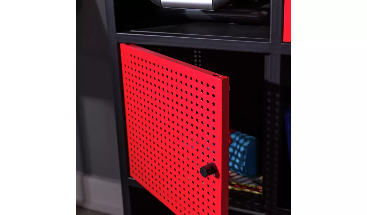 X Rocker Mesh-Tek Tall 6 Cube Storage Unit - Red and Black